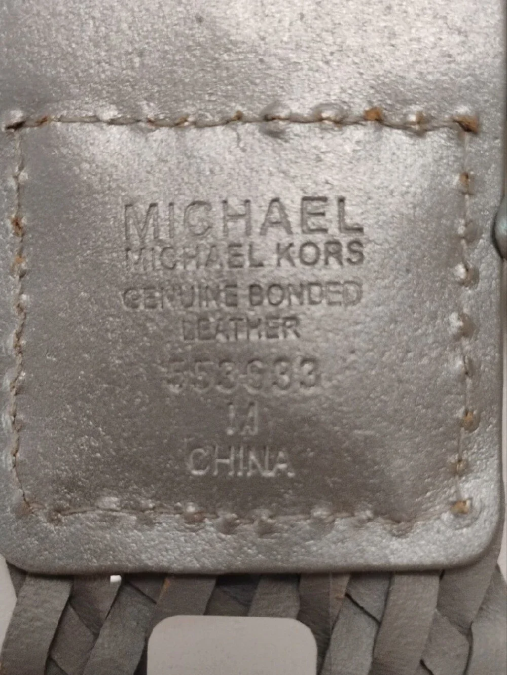 MICHAEL Michael Kors Men’s Silver Braided Leather Belt with Polished Buckle